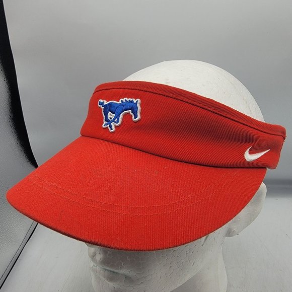 Nike Sideline SMU Mustangs Horse Red Visor Casual Comfort Adjustable Breathable - Picture 1 of 6